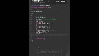 Cpp programming tutorial ll pattern tutorial video ll βοΈπ―#coding #short #youtubeshorts