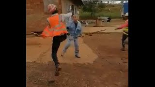 Chinese Men Fighting Black African Men At Construction Sites Using Taekwondo and Judo