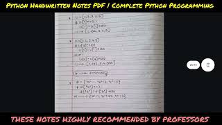 Python Handwritten Notes PDF | Complete Python Programming Guide for Beginners to Advanced