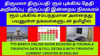 TTD Important Tirumala Tirupathi Room BookinG Date Full Details In Tamil \u0026 English