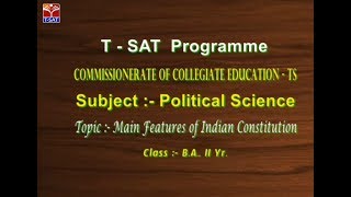 T-SAT || CCE || Political Science - Main Features of Indian Constitution || Live With Shahanaz