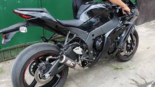 Kawasaki Ninja ZX10R 2021 with SC Project CR-T real carbon 61mm cat delete elbow sound check