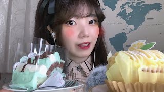 ［ASMR］ケーキ食べる🍋囁きと咀嚼音。Cake Eating Sound