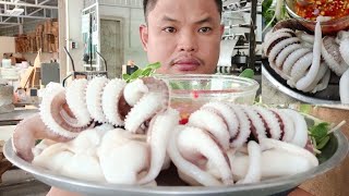 กินหนวดหมึกกระดองยักษ์ น้ำจิ้ม ซีฟู้ดทำเอง🐙🐙🐙