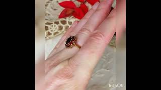 Vintage Garnet Halo Ring, SKU 1182,  #vintagejewelry #garnet #vintagering