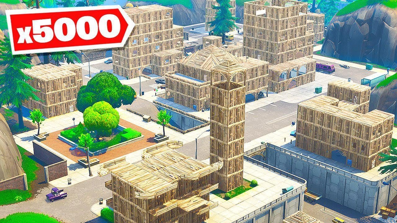 *5000* WOOD Vs Tilted Towers In Fortnite Battle Royale! - YouTube