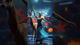 Korean woman dancing with deer on GTA stage #fashion #model #missuniverse