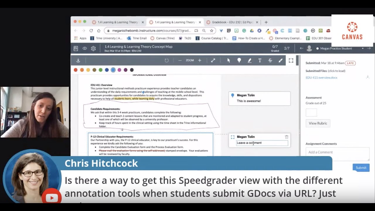 How To Use Speedgrader In Canvas Canvas Instructure Youtube