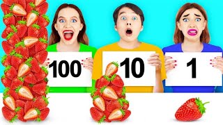 搞笑外国人：1到100层食品大作战，幸运的小姐姐抽中100颗草莓！