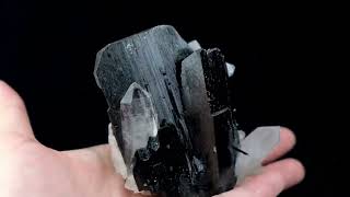 Terminated Wolframite var. Ferberite Crystal with Quartz Arsenopyrite from Yaogangxian, Hunan, China