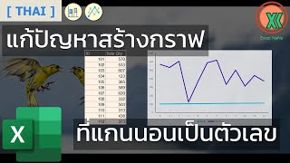 [Thai] Excel Chart Tip: แก้ปัญหาสร้างกราฟที่แกนนอนเป็นตัวเลข | X Axis (Category) as Number