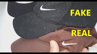 Nike cap real vs fake comparison. How to spot fake Nike hat