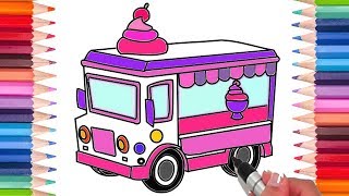 How to Draw an Ice Cream Truck | Coloring Book for Kids! | Learn to Draw!