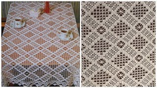 مفرش فيلي لسفرة والطاولات وسجادة وللسرير وطريقة تكبيره طولاوعرضا للمبتدئين الجزء1 Crochet tablecloth