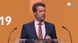 His Royal Highness Crown Prince Frederik of Denmark speaking at \