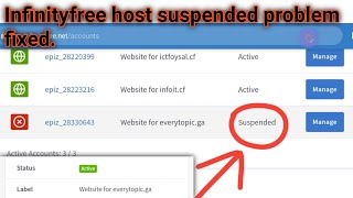 How to resolve if Infinityfree Hosting is suspended. Infinityfree host suspended problem fixed.