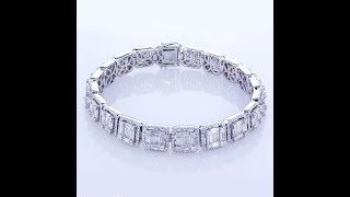 8.50CT 18KT WHITE GOLD BAGUETTE \u0026 DIAMOND CLUSTER BRACELET