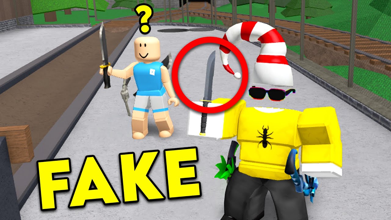 Trolling With Fake Knife Murder Mystery 2 Youtube