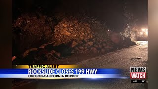 Rock slide closes highway near Oregon-California border