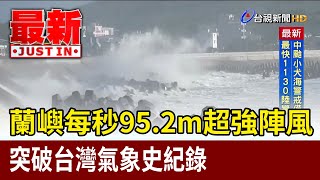 蘭嶼每秒95.2m超強陣風 突破台灣氣象史紀錄【最新快訊】