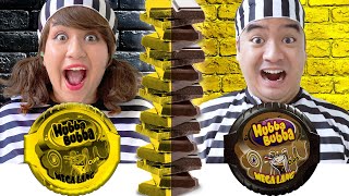 GOLD VS CHOCOLATE FOOD CHALLENGE IN JAIL FOR 24 HOURS | FUNNY MUKBANG AND CRAZY FOOD BY CRAFTY HACKS