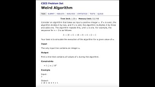 CSES | Introductory Problems | Weird Algorithm