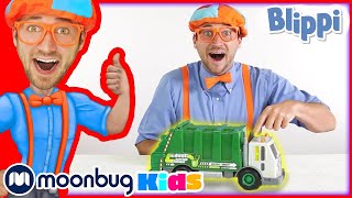 Learn Colors with Garbage Truck Toy | Learn With Blippi | Trains for Children | Moonbug for Kids