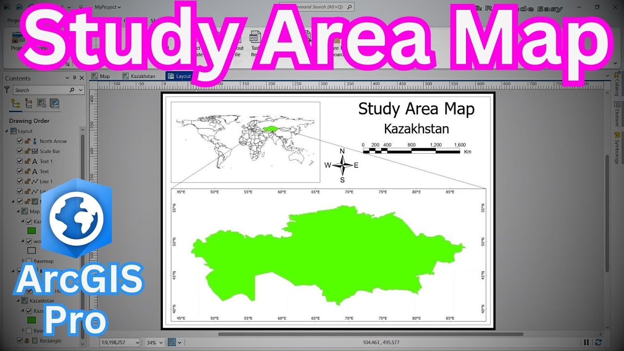Study Area Mapping Create Map Layout In Arcgis Pro Youtube