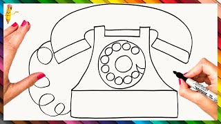 How To Draw A Telephone Step By Step ☎️ Telephone Drawing Easy