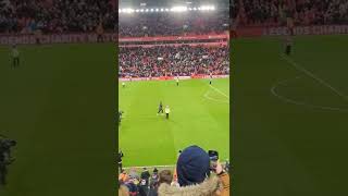 Jurgen Klopp fist pumps in front of the Kop after Liverpool beat West Ham at Anfield 🤜🔴
