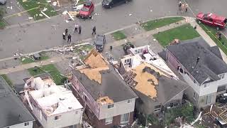 Aerial footage: Destruction in Barrie, Ont. after powerful neighbourhood hit by EF-2 tornado