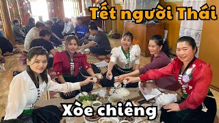 Tết người Thái, múa Xòe Chiêng cùng các cô gái Thái xinh đẹp trong bản