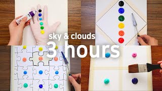 Sky & Clouds Painting Special Compilation 3 hours｜Acrylic Painting on Canvas｜Satisfying Art ASMR