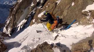 Skiing a Steep Line in Chamonix