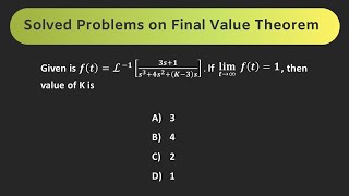 Final Value Theorem Solved Problems (Laplace transform) | Quiz # 466 to 468