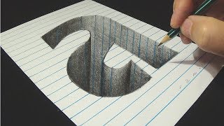 Drawing 3D Letter A - Trick Art on Line Paper - By Vamos