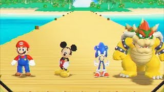 Mario Party 9 MiniGames - Mario Vs Sonic Vs Mickey Mouse Vs Bowser (Master Cpu)