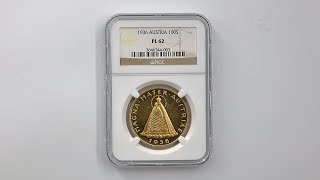 1936 オーストリア マドンナ 100シリング 金貨  NGC PL 62 準未使用品 3646344-003