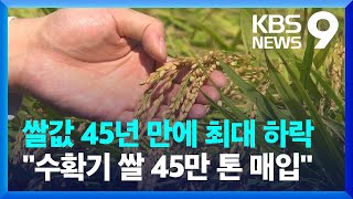 수확기 쌀 45만 톤 매입 “사상 최대”…양곡관리법 상정 두곤 날선 ‘공방’ / KBS  2022.09.25.