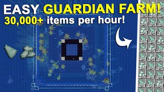 Minecraft EASY Guardian Farm NO DRAIN 30,000 Items Per Hour 1.20 Tutorial