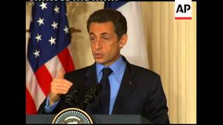 Obama, Sarkozy presser; comments on Iran; Mideast talks