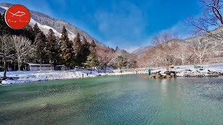 美しい雪景色の中で大型トラウトを釣って食べる