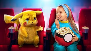 How to Sneak a Pokemon into Movies! Pokemon in Real Life!