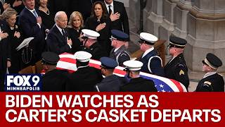 President Jimmy Carter's funeral: Casket carried out of the cathedral [RAW]