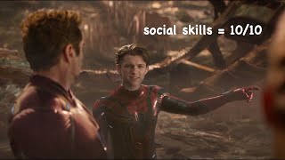 peter parker interacting with superheroes