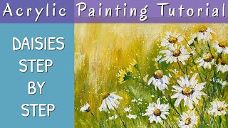 Daisies / Acrylic Flower Painting Tutorial
