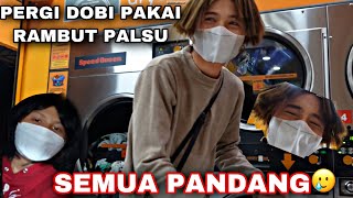 PERGI DOBI PAKAI RAMBUT PALSU🥲 | RAMAI ORANG😭‼️| SEMUA PANDANG🤣