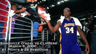 Shaquille O'Neal vs LA Clippers: March 6, 2000 Full Highlights- 61 points & 28 Rebounds