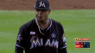 ARI@MIA: Volquez strikes out Descalso swinging