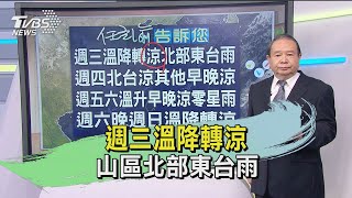 週三溫降轉涼 山區北部東台雨｜TVBS新聞